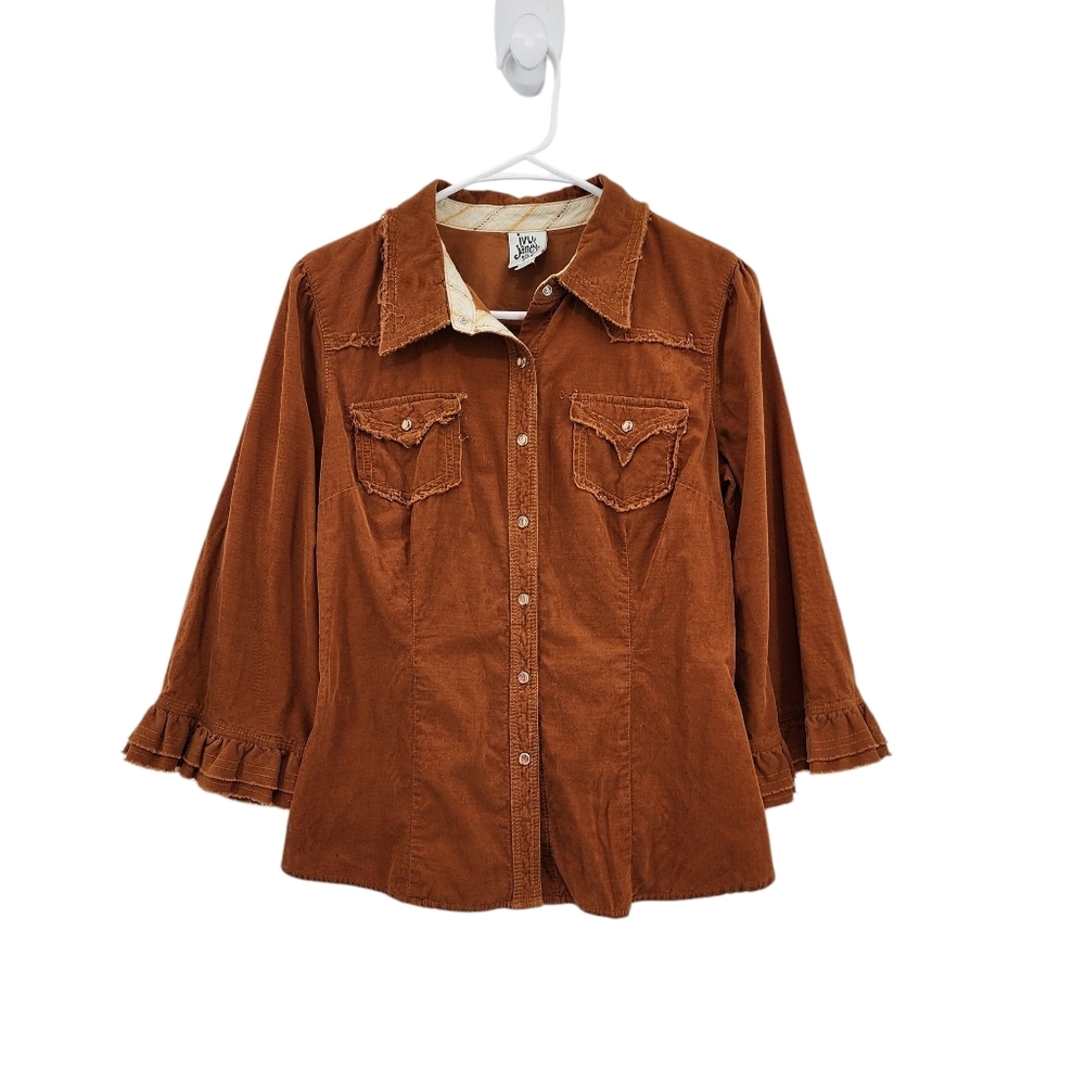 Ivy Jane Women's 100% Cotton Ruffle Sleeves Button Front Jacket - S
